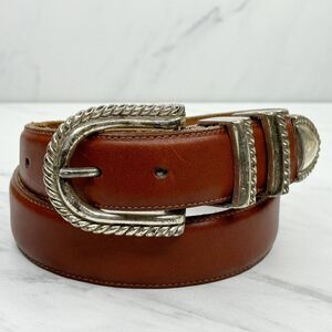 Brighton Vintage 1993 Brown Leather Belt Size Medium M Womens Made in USA